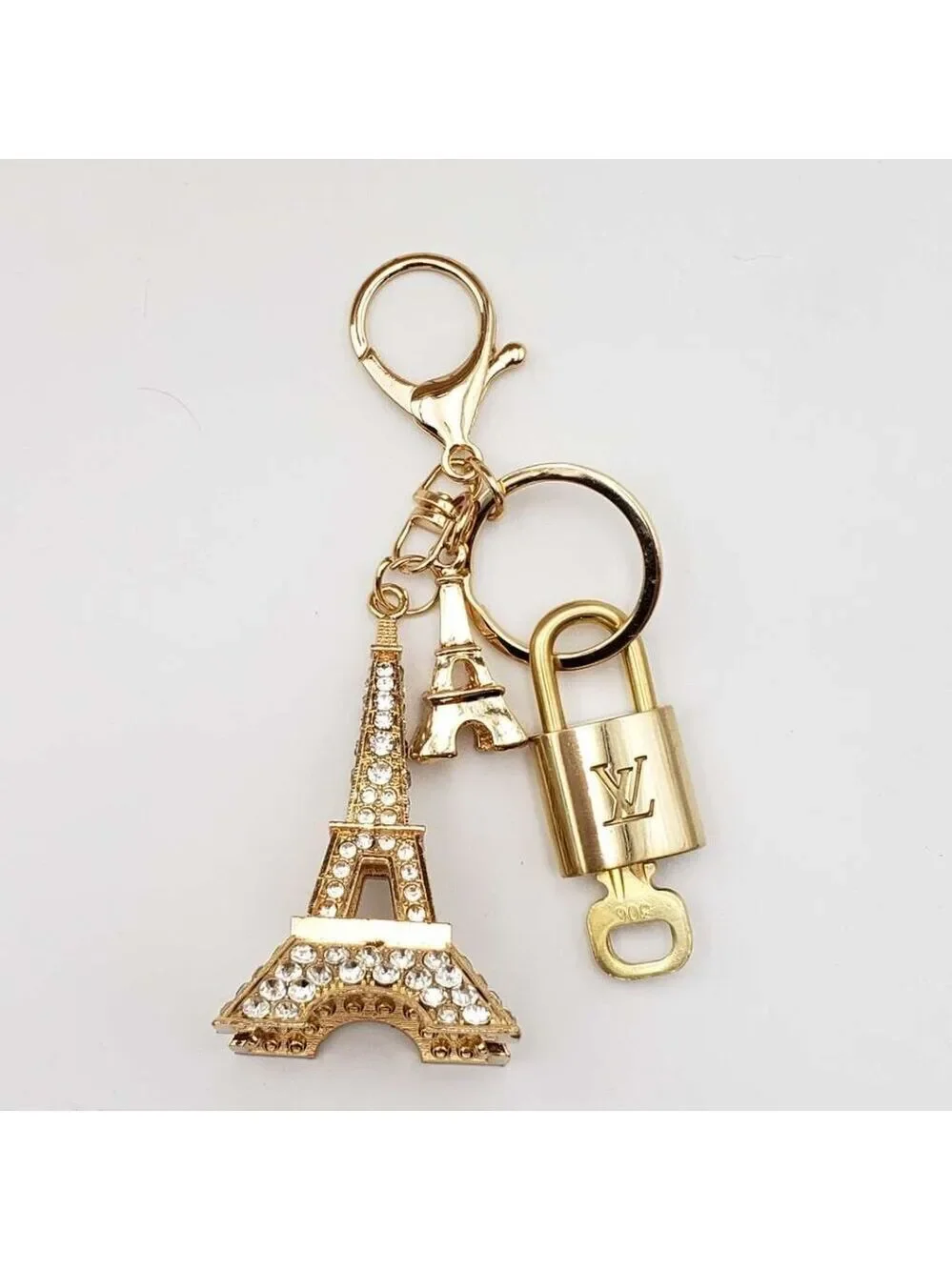 Louis Vuitton Gold Lock 🔒 Authentic LV Key + Unbranded Eiffel Tower Bag Charm